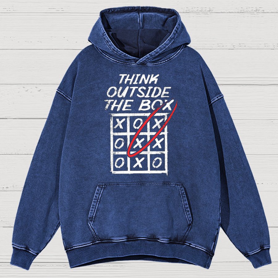 Think Outside The Box Nerd Vintage Distressed Hoodie