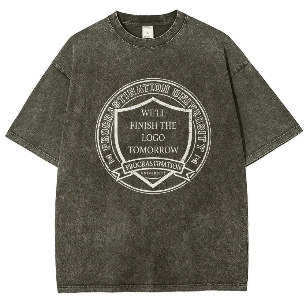 Procrastination University Logo Vintage Distressed T-shirt