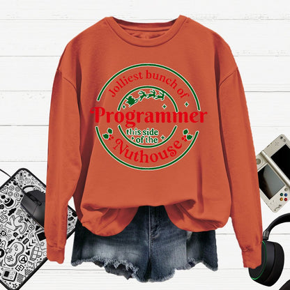 Jolliest Bunch Of Programmer Christmas Cotton Pullover Sweatshirt