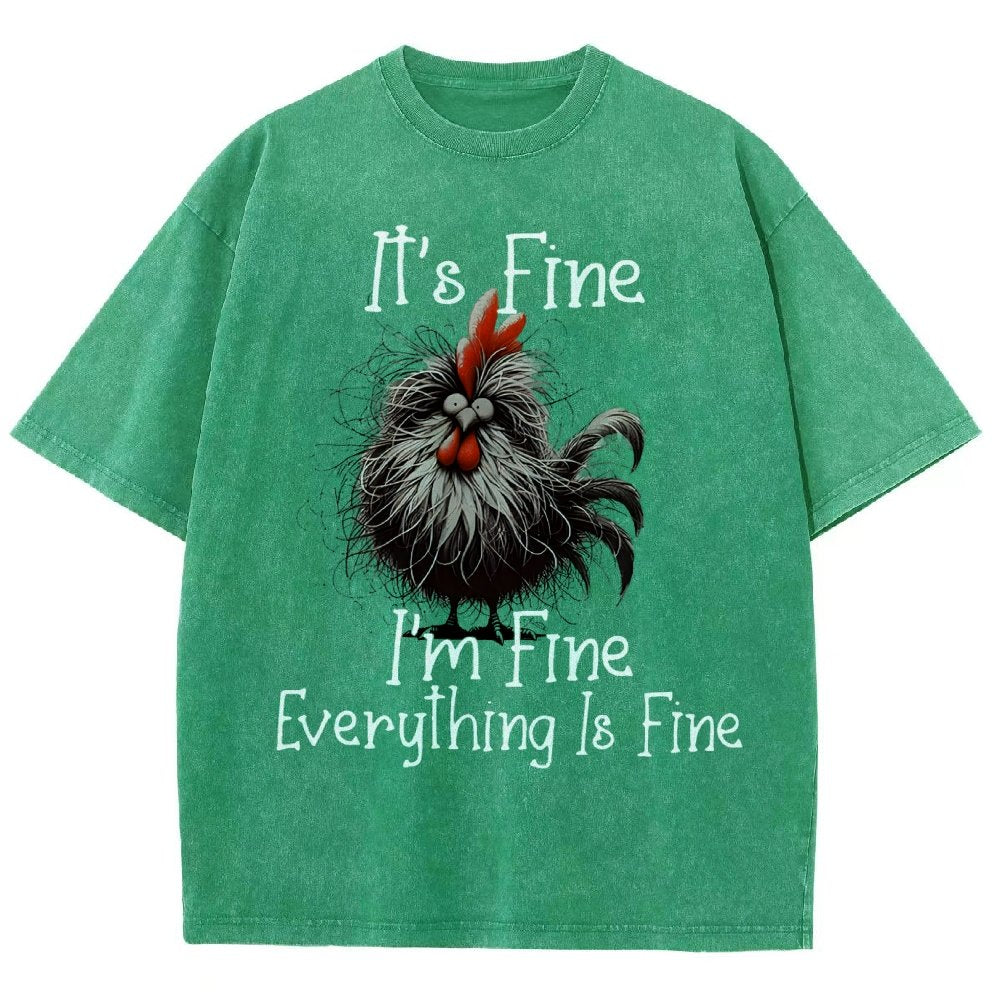 It's Fine，Funny Chick Vintage Distressed T-shirt