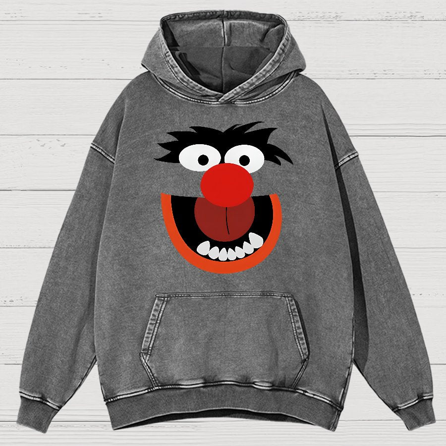 Retro Pop Culture Puppet Face Vintage Distressed Hoodie