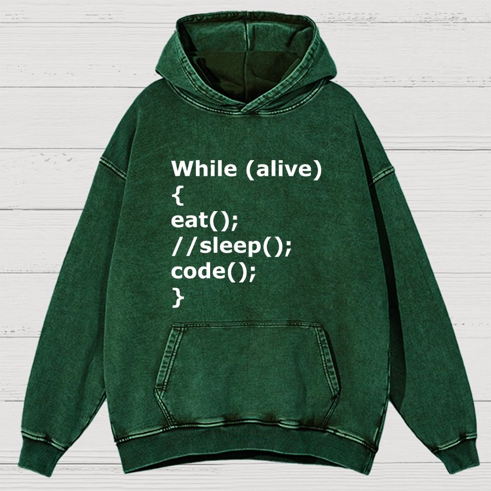 While Alive Eat No Sleep Code Vintage Distressed Hoodie