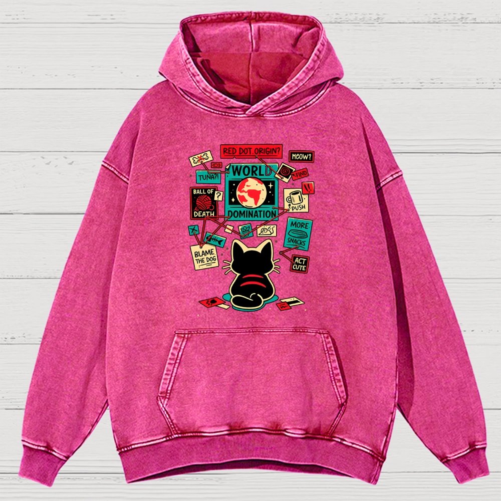 Cat Master Plan Vintage Distressed Hoodie