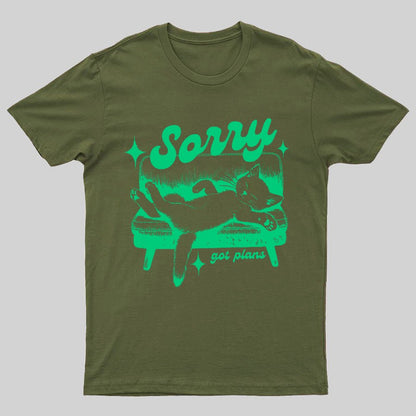 Sorry Got Plans Funny Cat Geeky T-Shirt