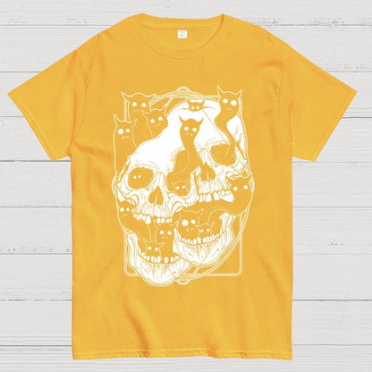 Cat Ghost Double Skull Unisex Geek T-Shirt