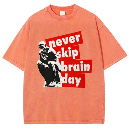 Never Skip Brain Day Vintage Distressed T-shirt
