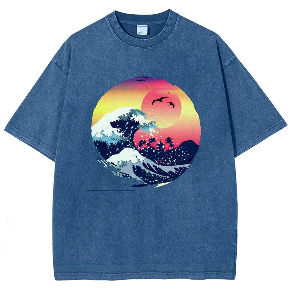 The Great Waves Vintage Distressed T-shirt