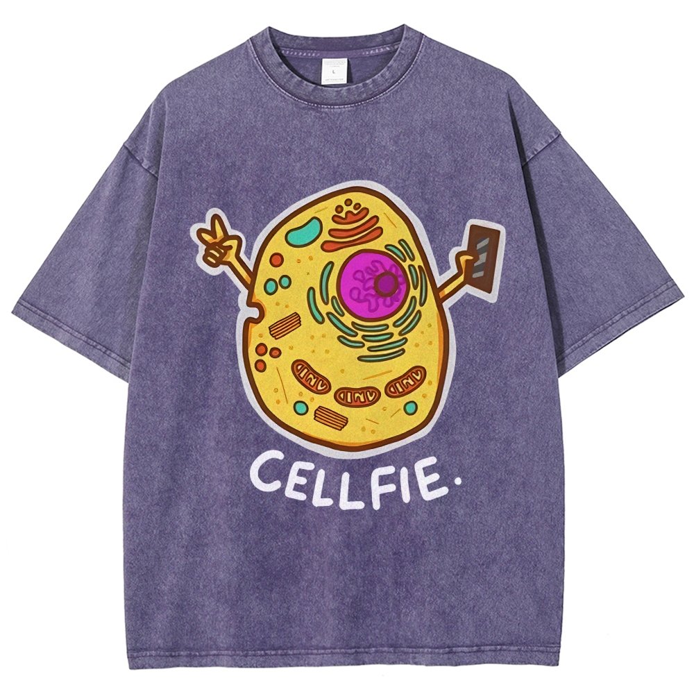 Biology pun Cell-Fie Vintage Distressed T-shirt