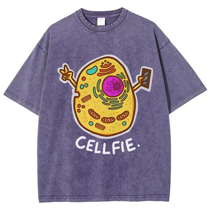 Biology pun Cell-Fie Vintage Distressed T-shirt