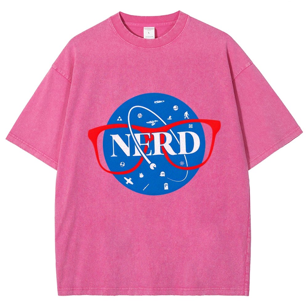 Nerdy Space Patch Vintage Distressed T-shirt