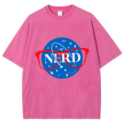 Nerdy Space Patch Vintage Distressed T-shirt