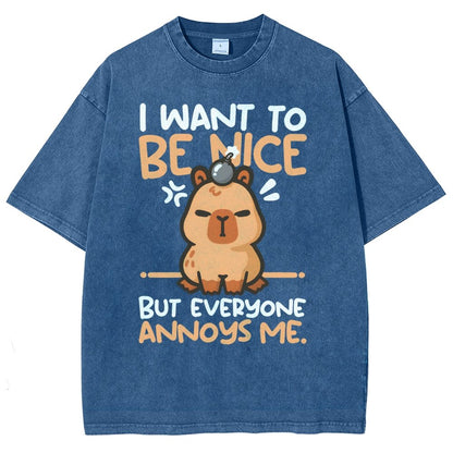 Capy Wants To Be Nice Vintage Distressed T-shirt