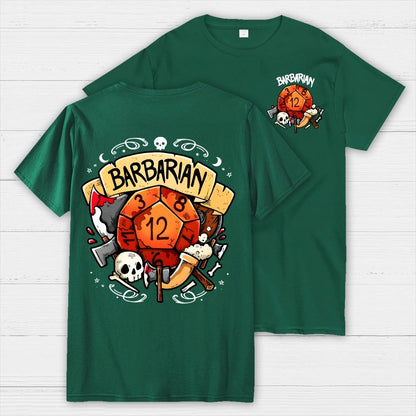 Barbarian Dice Game Front And Back Printing Geek T-Shirt