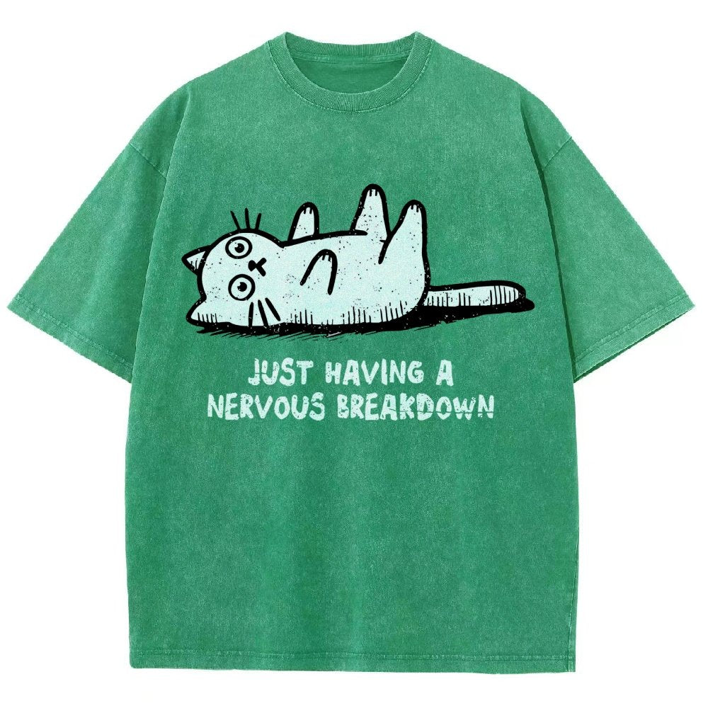 Nervous Breakdown Cat Vintage Distressed T-shirt