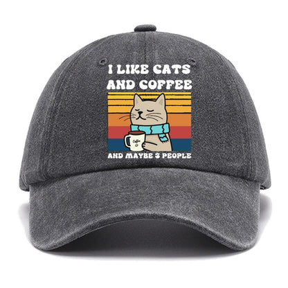 I Like Cats And Coffee And Maybe 3 People Funny Nerd Cotton Hat
