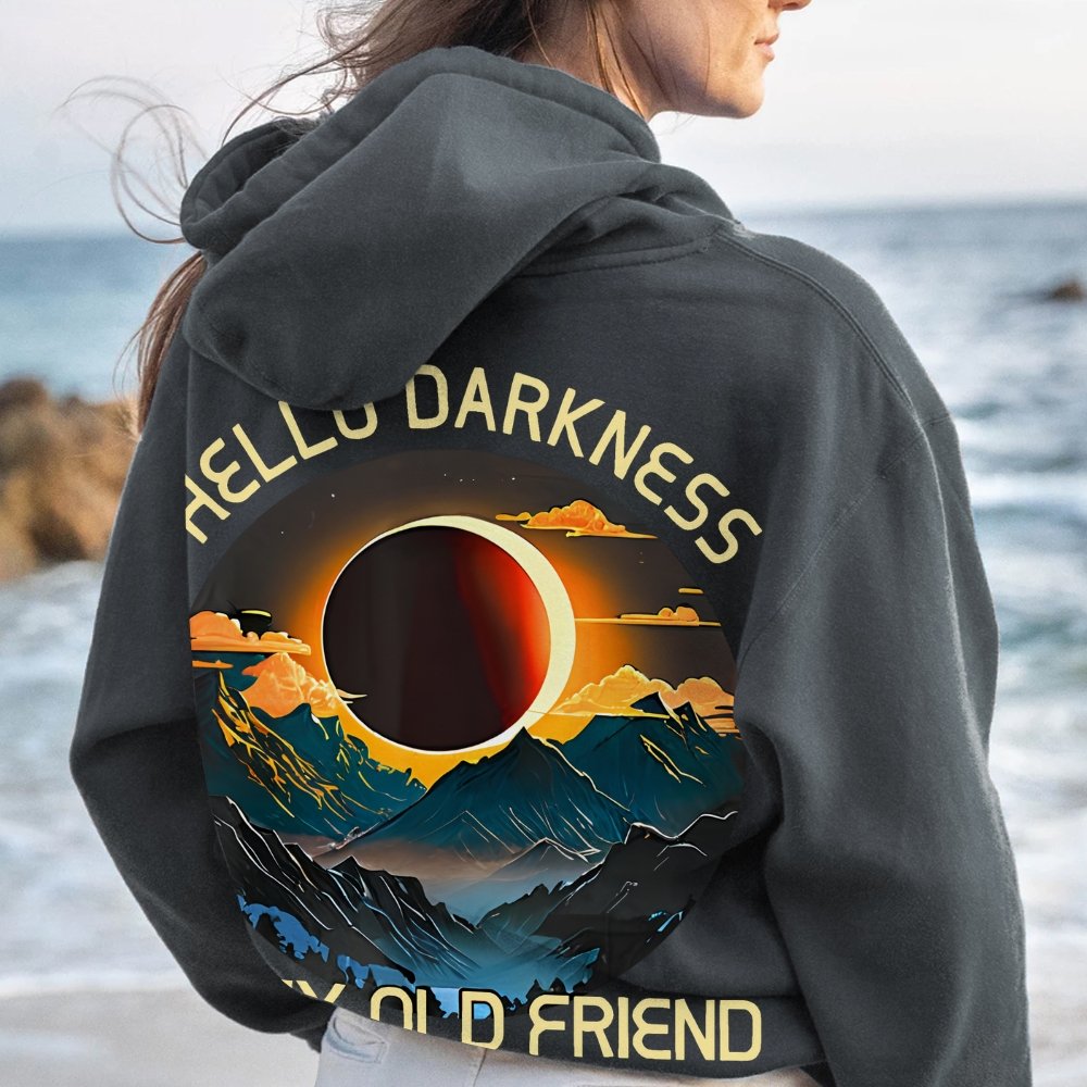 Hello Darkness My Old Friend Nerdy Graphic Geek Printed Back Cotton Hoodie