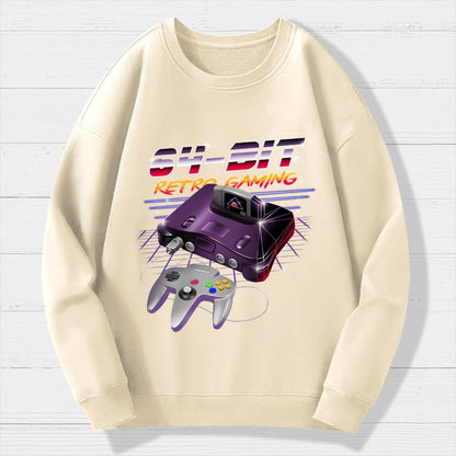 '64-Bit Retro Gaming Geek Cotton Sweatshirt