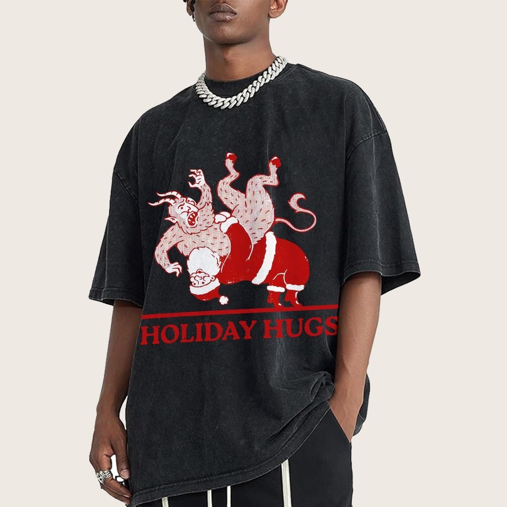 Holiday Hugs Vintage Distressed T-shirt