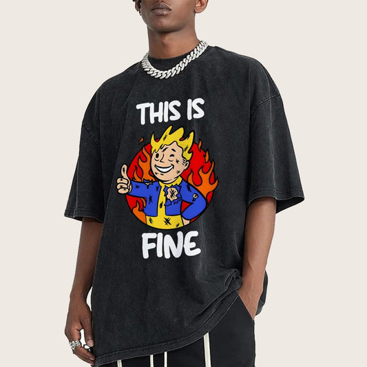 This Is Fine Vintage Distressed T-shirt