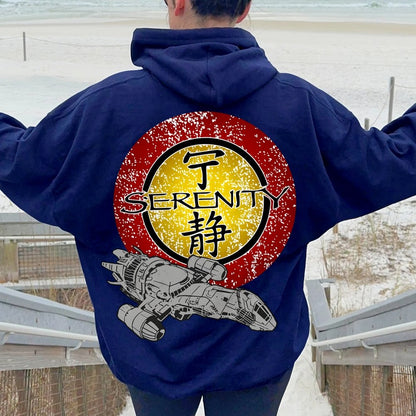 Firefly Mysterious Spacecraft Printed Back Cotton Hoodie