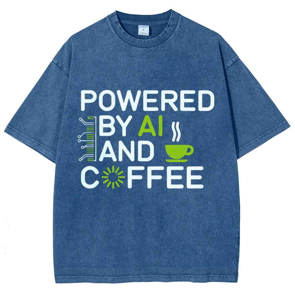 Powered By AI And Coffee Vintage Distressed T-shirt
