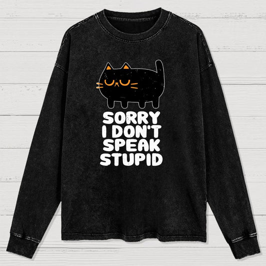 I Don't Speak Stupid Washed Long Sleeve Tee