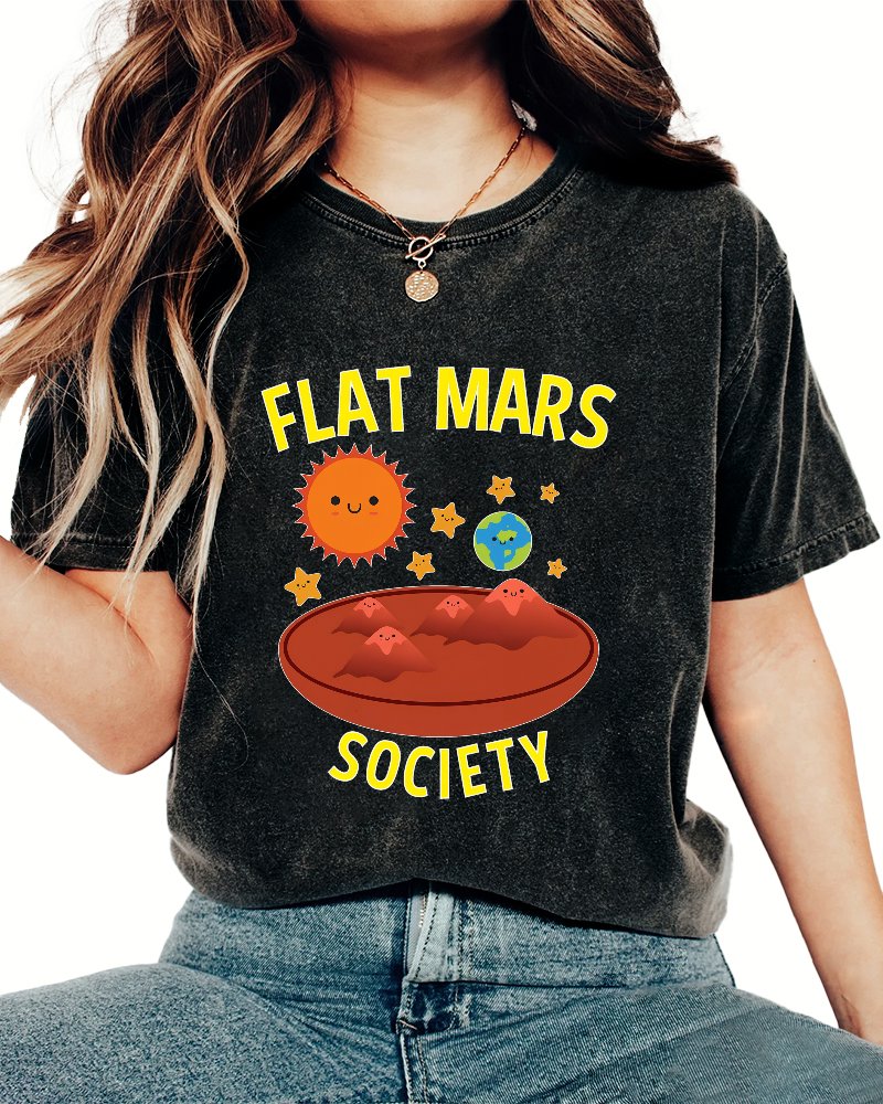Flat Mars Society Nerdy Vintage Distressed T-shirt