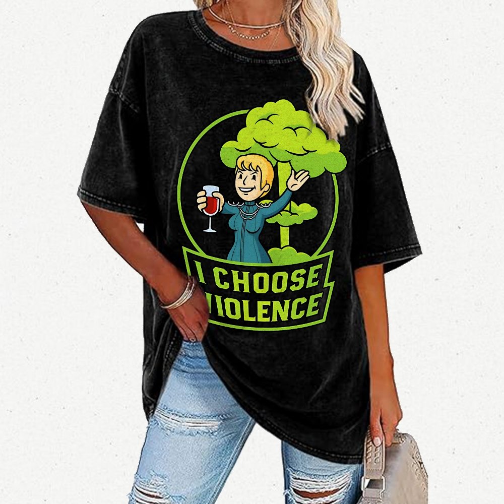 I Choose Violence & Green Atomic Vintage Distressed T-shirt