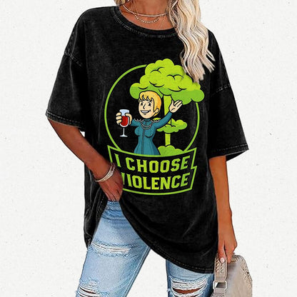 I Choose Violence & Green Atomic Vintage Distressed T-shirt