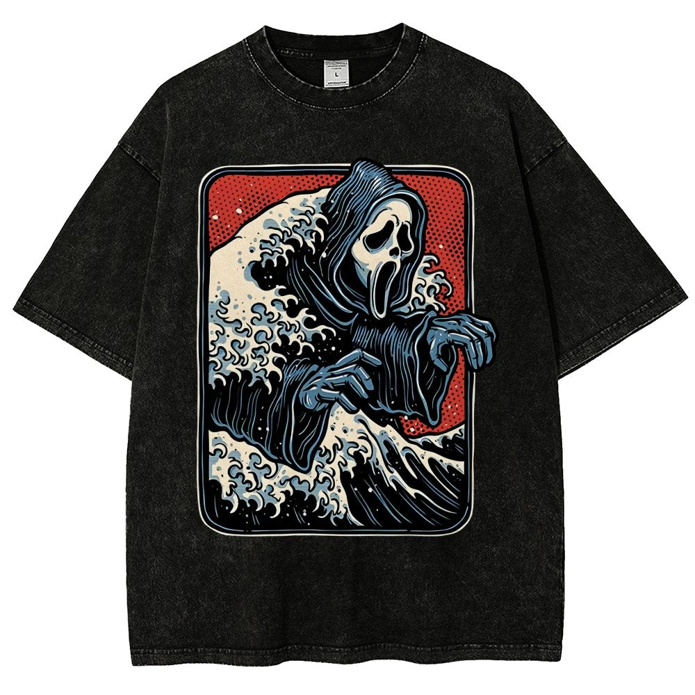 Ghost Wave Vintage Distressed T-shirt