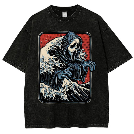 Ghost Wave Vintage Distressed T-shirt
