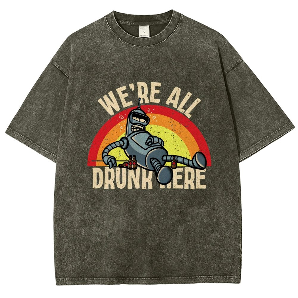 We're All Drunk Here Vintage Distressed T-shirt
