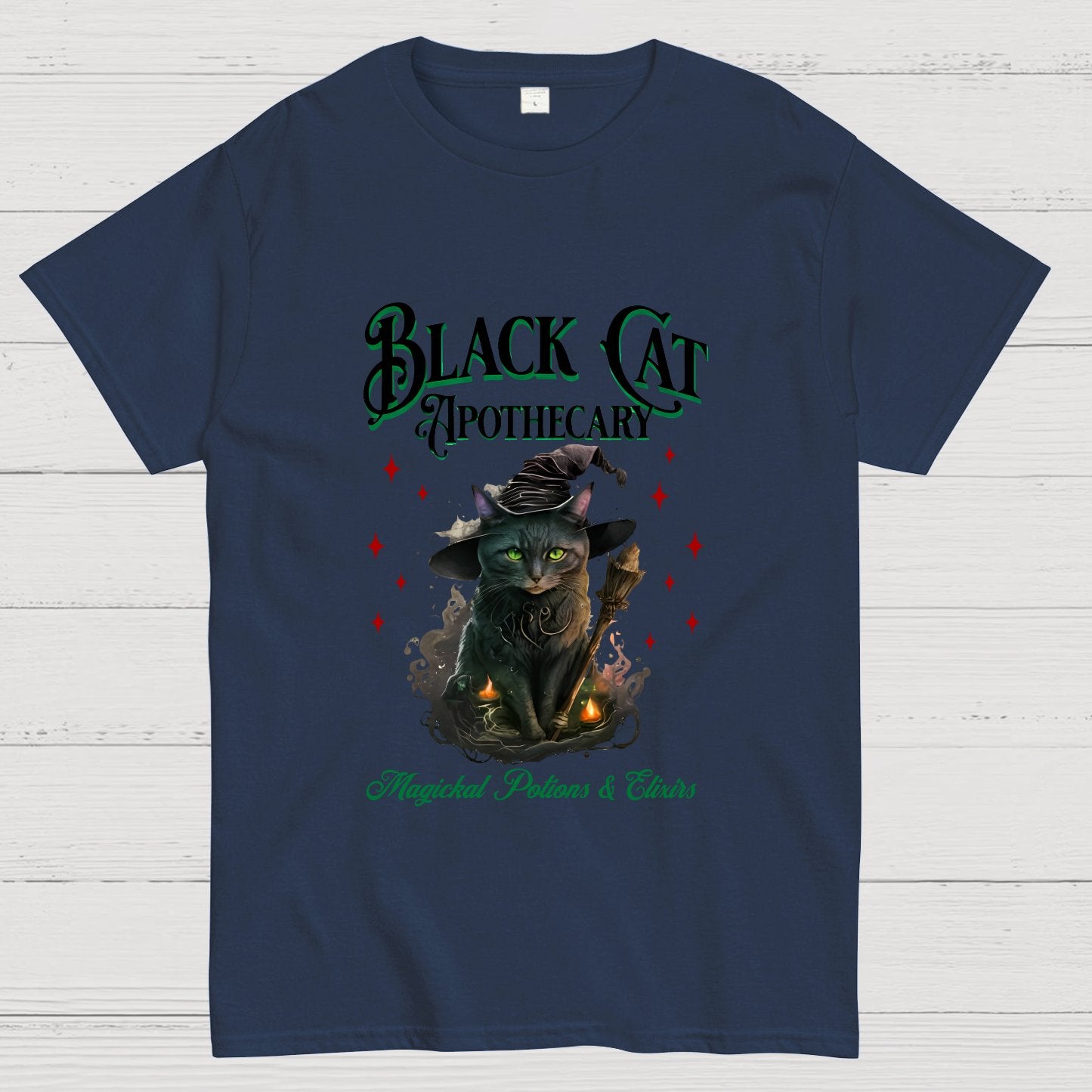 Black Cat Apothecary Halloween Geeky T-Shirt