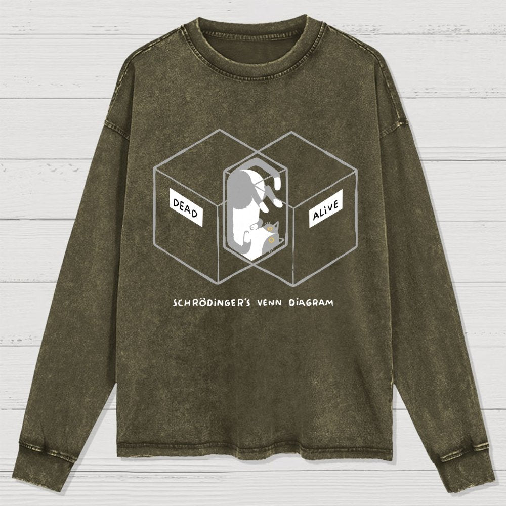 Schrodingers Venn Diagram Washed Long Sleeve Tee