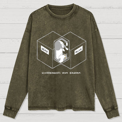 Schrodingers Venn Diagram Washed Long Sleeve Tee