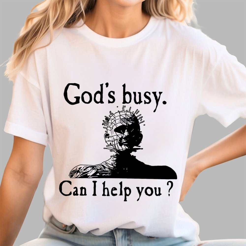 God's Busy Can I Help You? Unisex Geek T-Shirt