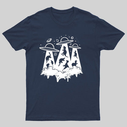 Dinosaur Alien Abduction Unisex Adult Geeky T-Shirt