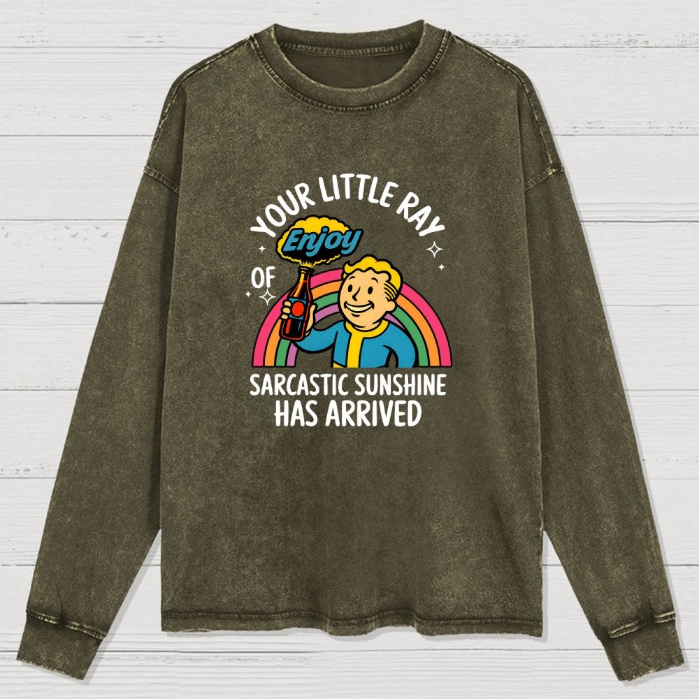Your Little Ray of Sarcastic Sunshine Has Arrived Washed Long Sleeve Tee