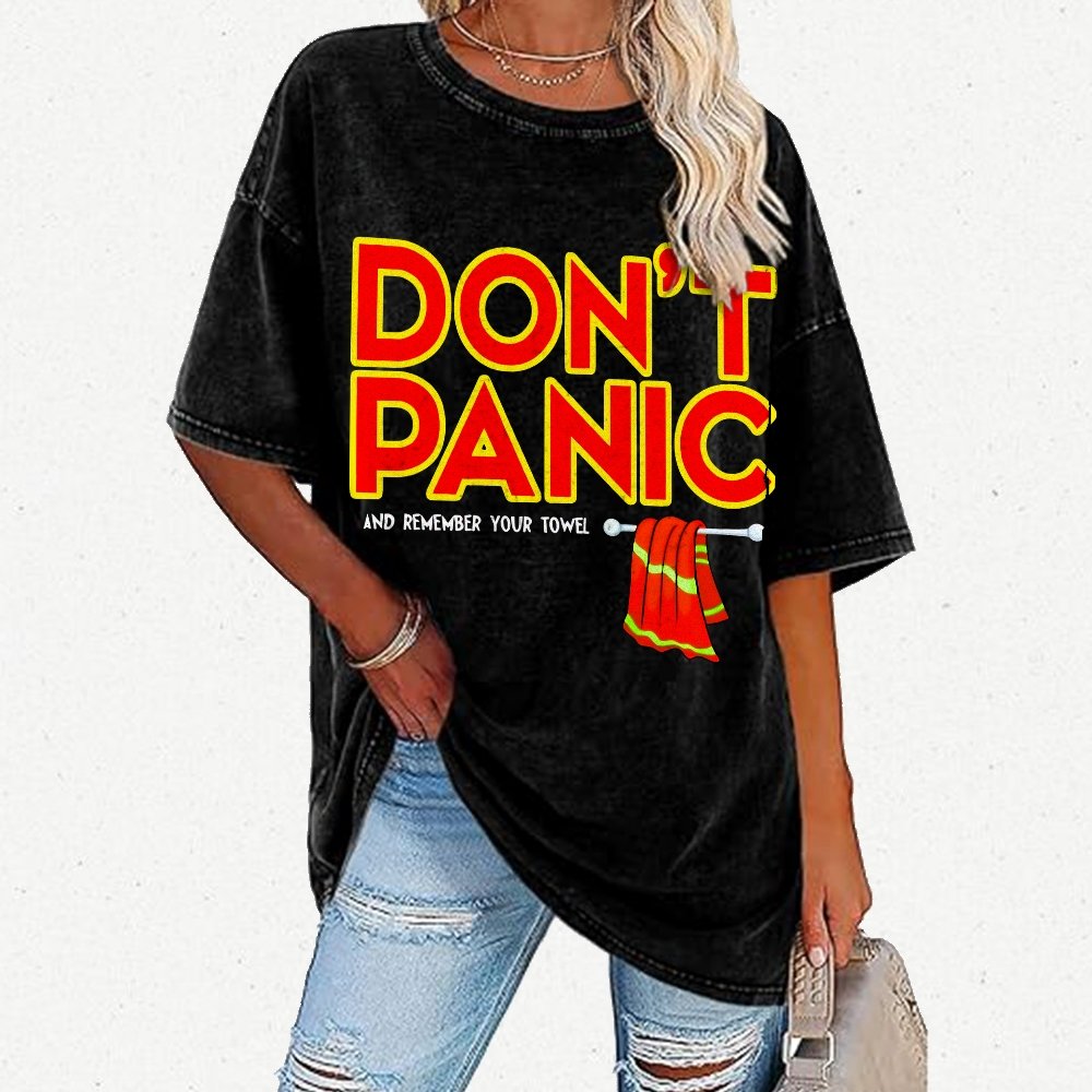 Don't Panic With Towel Vintage Distressed T-shirt