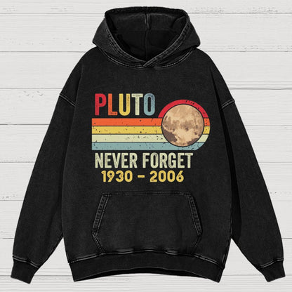 Pluto Never Forget - Funny Science Vintage Distressed Hoodie