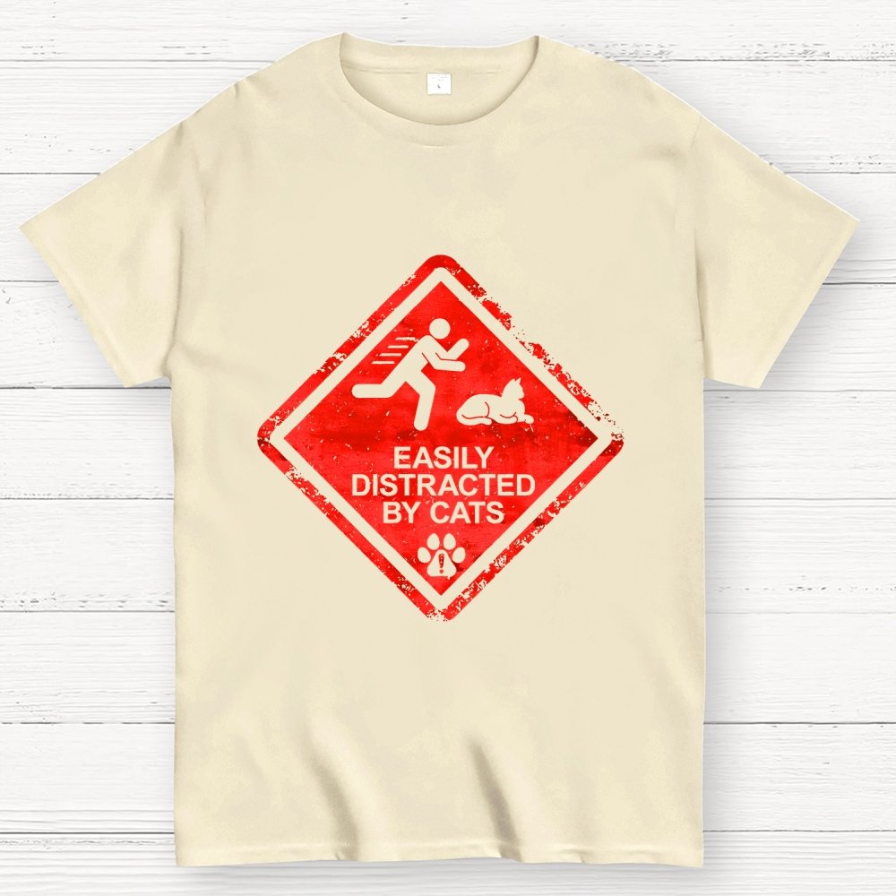 Cat Distraction Warning Geek T-Shirt