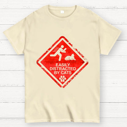 Cat Distraction Warning Geek T-Shirt