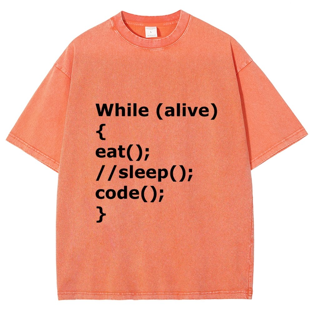 While Alive Eat No Sleep Code Vintage Distressed T-shirt
