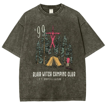 Witch Camping Vintage Distressed T-shirt