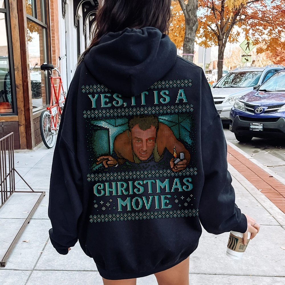 Gen-X Christmas Movie Printed Back Unisex Cotton Hoodie