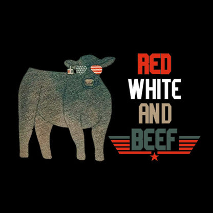 Red White And Beef Cattle Independence Day Geeky T-Shirt