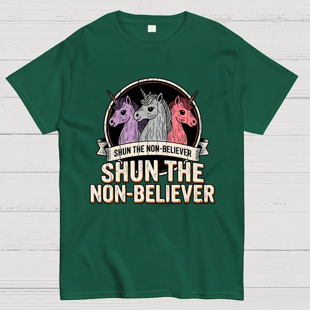 Shun The Non-Believer Funny Unicorn Meme Geek T-Shirt