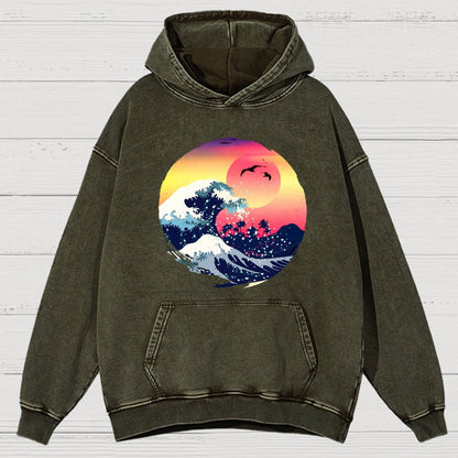 The Great Waves Vintage Distressed Hoodie