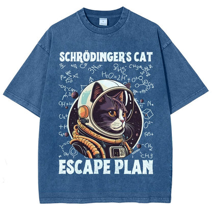 Funny Schrödinger's Cat Escape Plan Science Vintage Distressed T-shirt