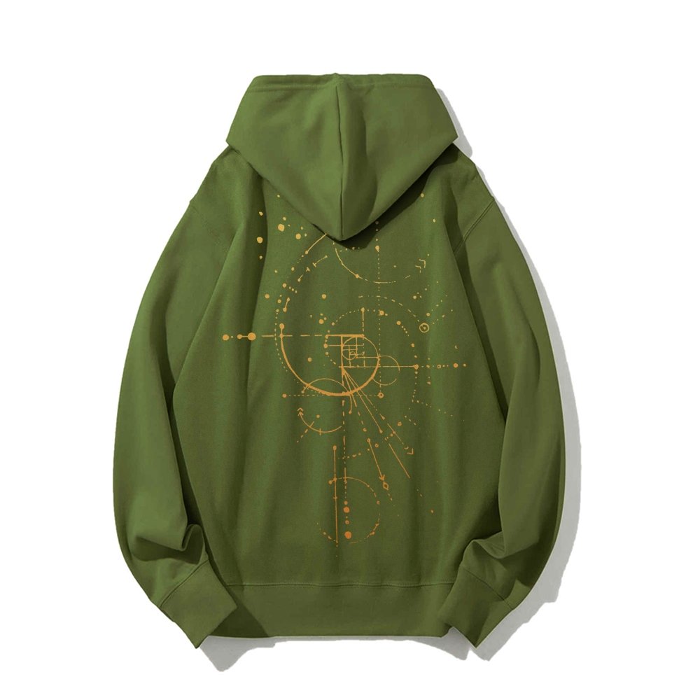 Distressed Fibonacci Printed Back Cotton Hoodie